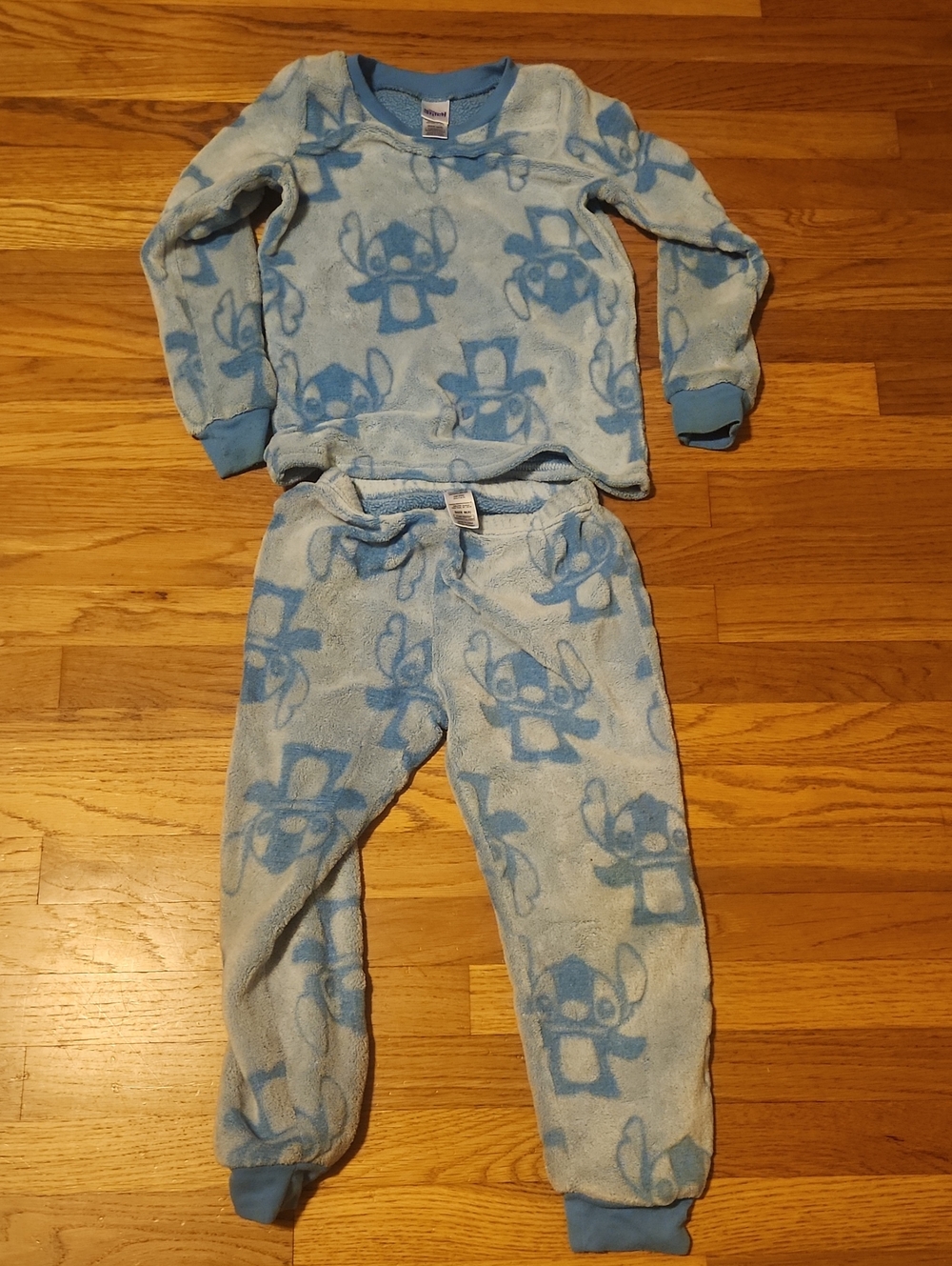 Blue Stitch Cartoon Fleece Pajama Set - 2-Piece Kids Sleepwear